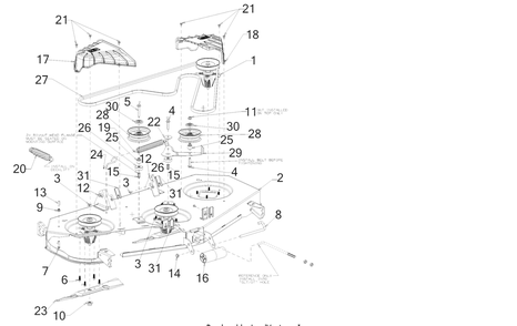 Deck Diagram and Parts List for XT1-ST54KH (13AQA2CA010)(2018) Cub Cadet Lawn Tractor